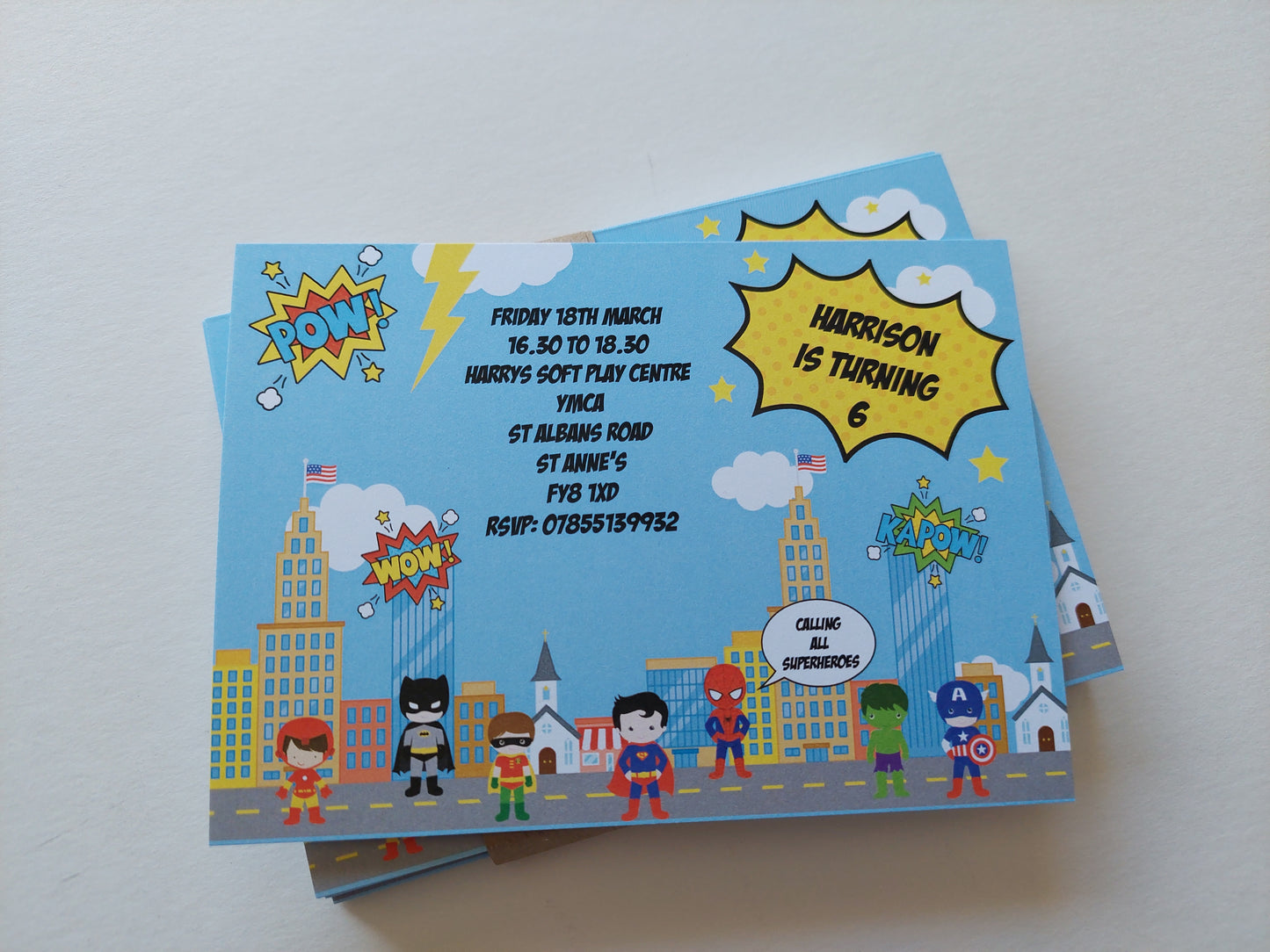 Superhero Invitations | A6 Invites | Party Invitations | Superhero Party