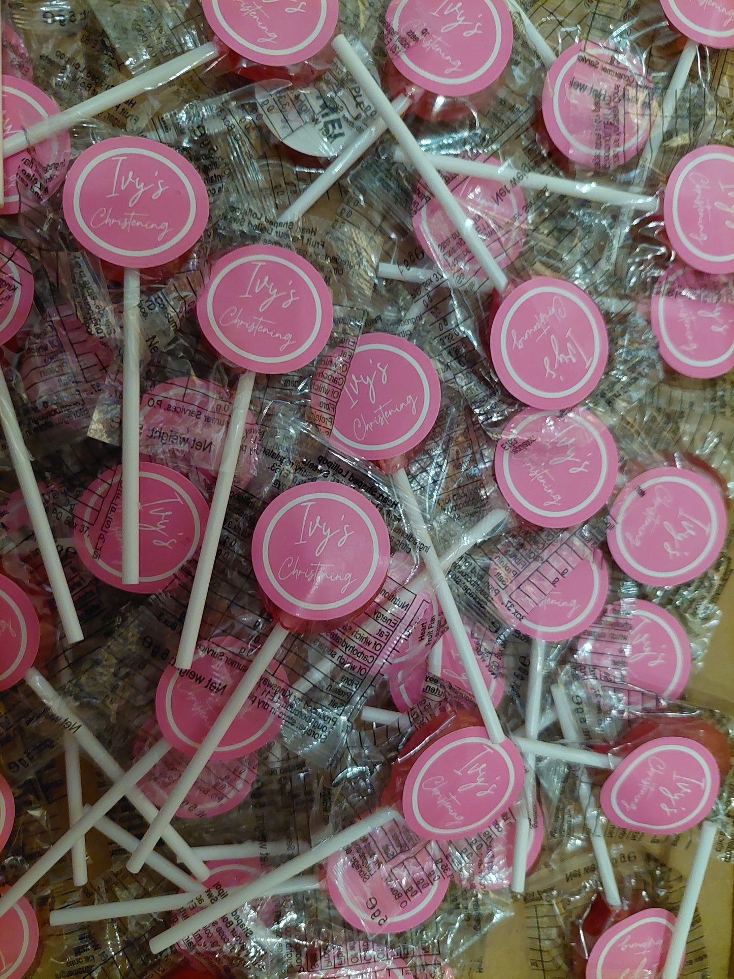 STICKERS ONLY | Personalised Pink Christening Lollipop Stickers | Personalised Sweet Stickers | Party Favours | Christening Party Favours