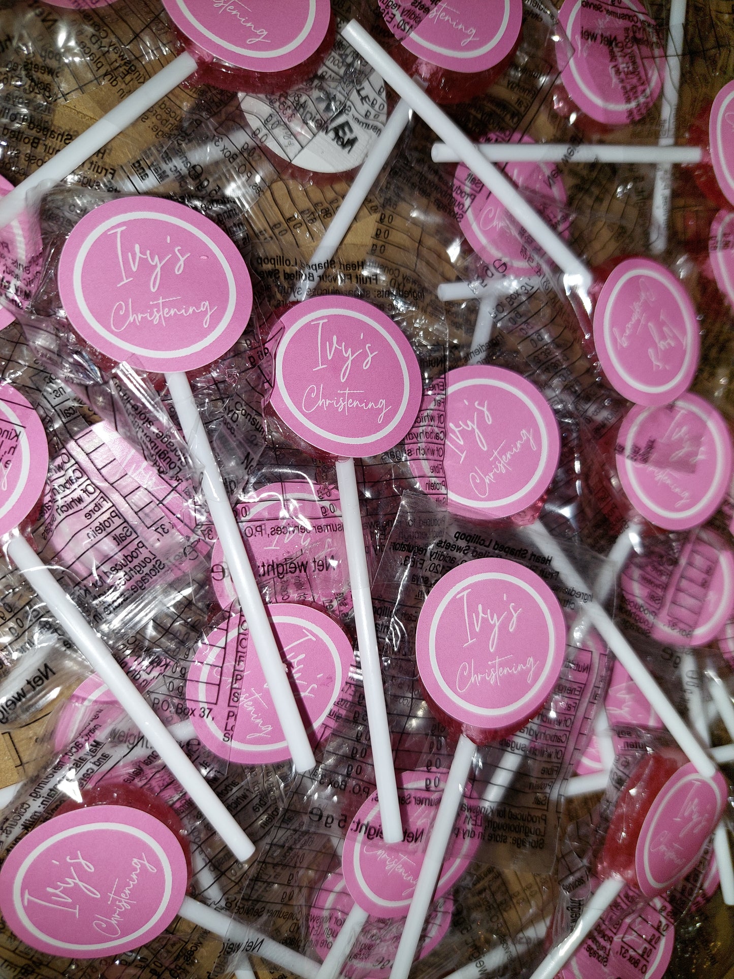 STICKERS ONLY | Personalised Pink Christening Lollipop Stickers | Personalised Sweet Stickers | Party Favours | Christening Party Favours