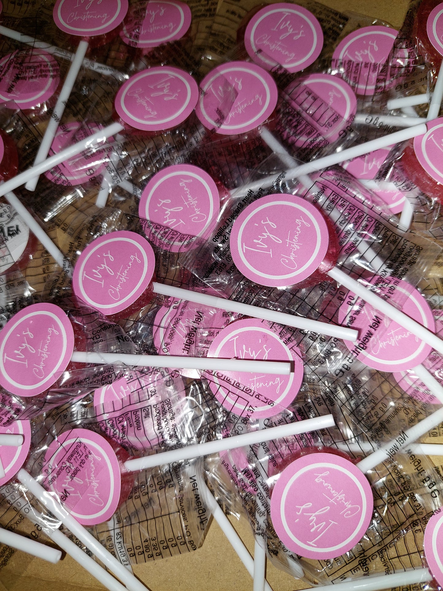 STICKERS ONLY | Personalised Pink Christening Lollipop Stickers | Personalised Sweet Stickers | Party Favours | Christening Party Favours