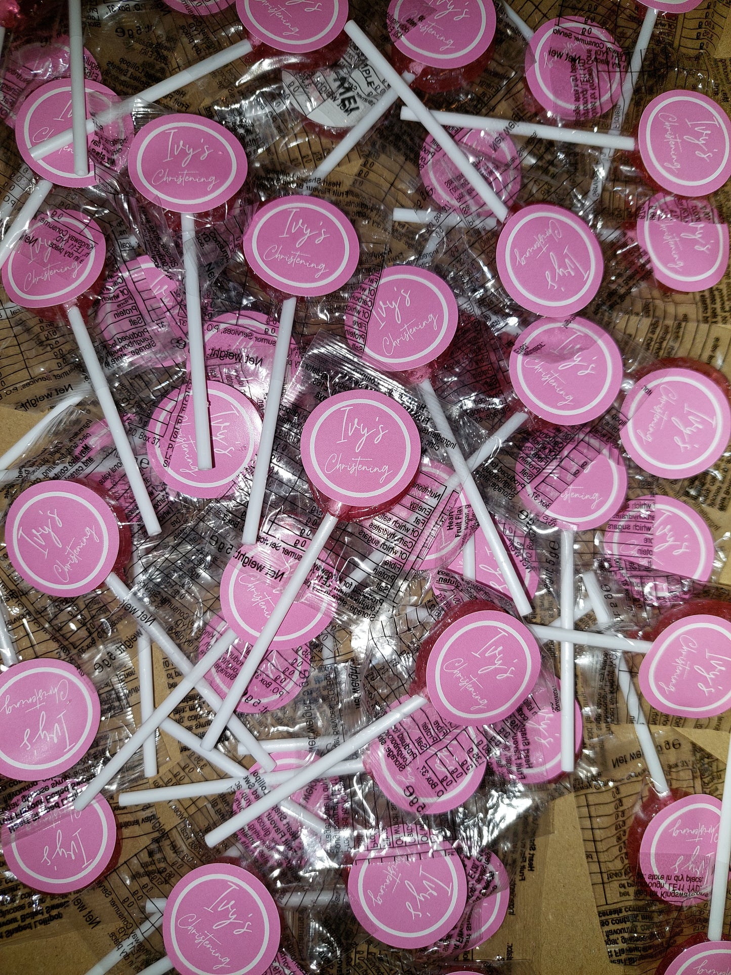 STICKERS ONLY | Personalised Pink Christening Lollipop Stickers | Personalised Sweet Stickers | Party Favours | Christening Party Favours