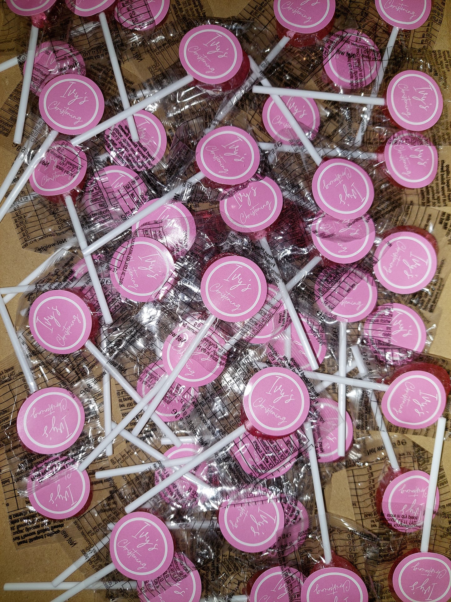 STICKERS ONLY | Personalised Pink Christening Lollipop Stickers | Personalised Sweet Stickers | Party Favours | Christening Party Favours