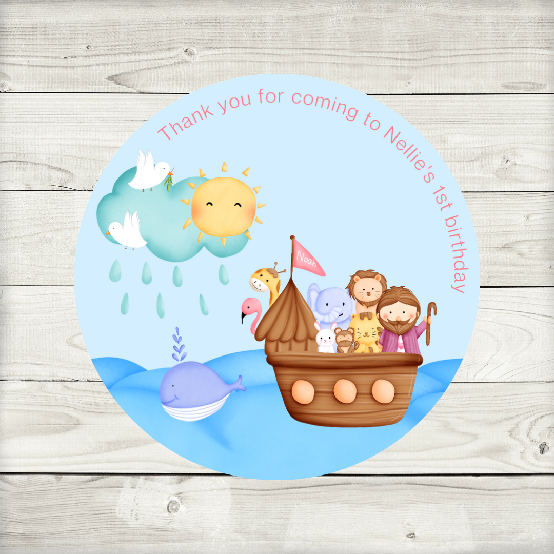 Noah's Ark Party Stickers | Circle Stickers | Sticker Sheet | Party Stickers | (Design 1)