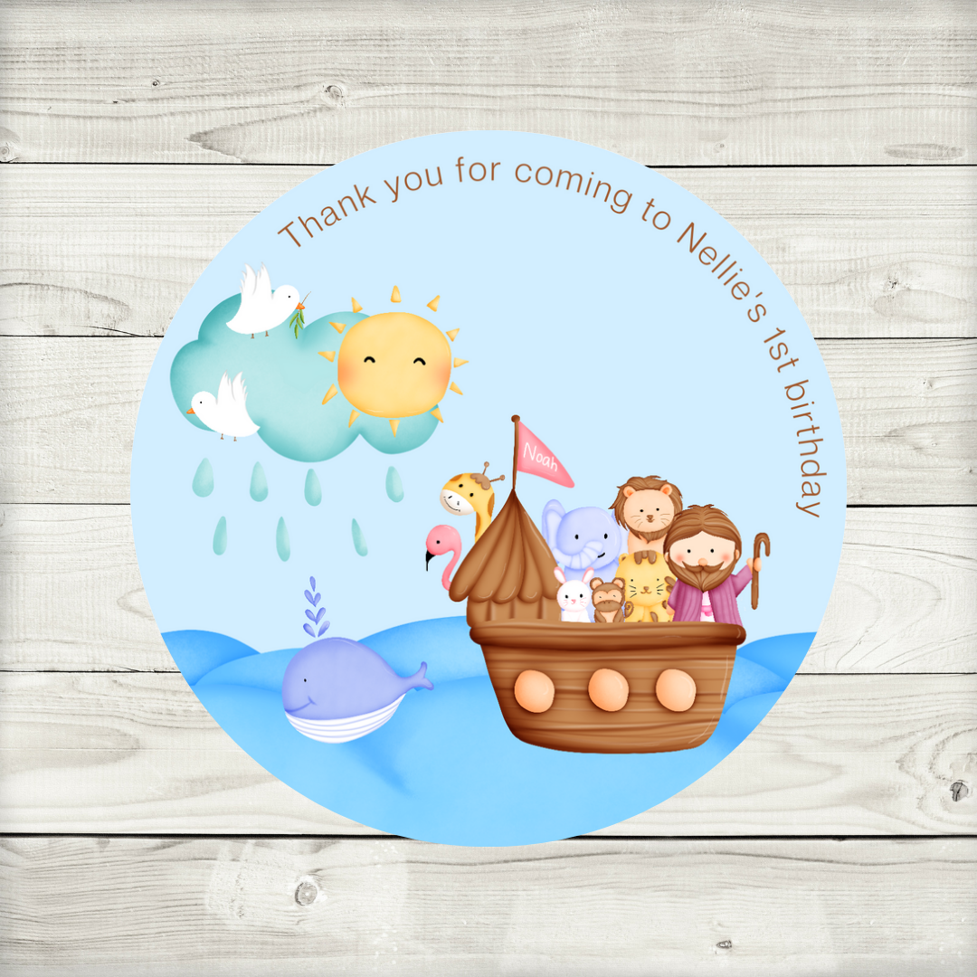 Noah's Ark Party Stickers | Circle Stickers | Sticker Sheet | Party Stickers | (Design 1)