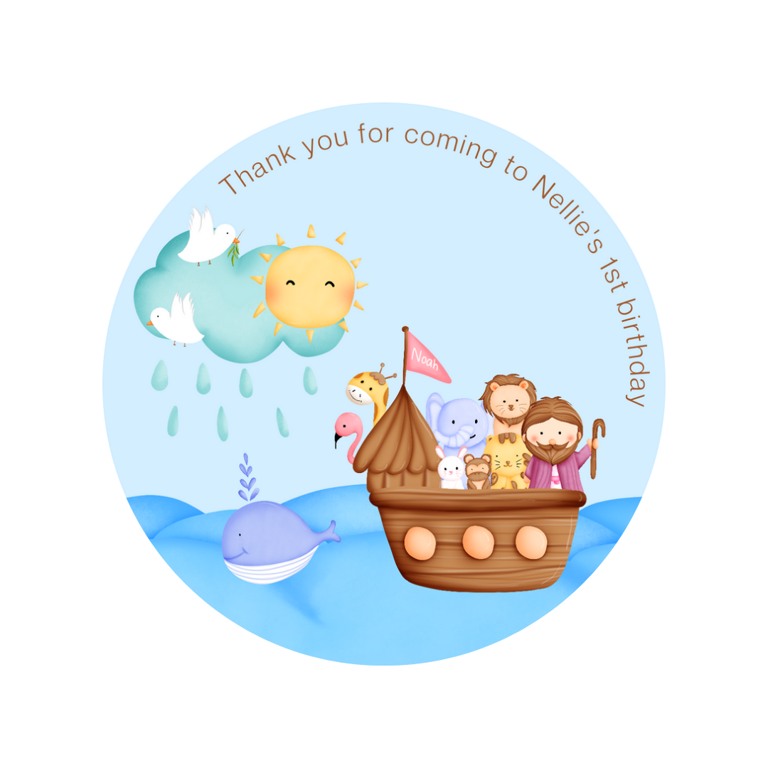Noah's Ark Party Stickers | Circle Stickers | Sticker Sheet | Party Stickers | (Design 1)