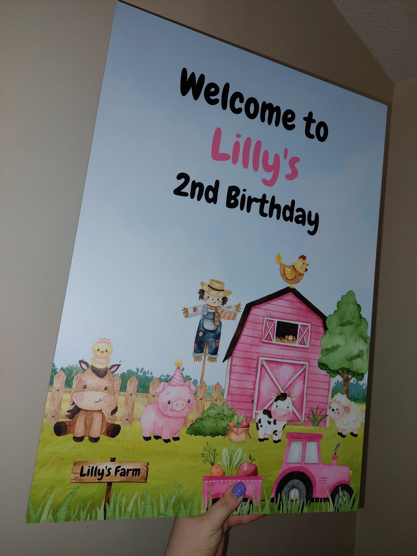 Farm Animal Welcome Board Sign | Personalised Birthday Board | Birthday Party Sign | A4, A3, A2