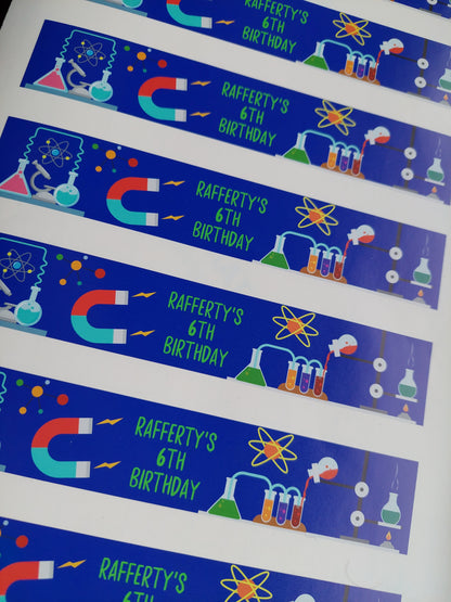 Juice Bottle Labels | Science Party Labels | Water Bottle Stickers | Science Party | Party Stickers