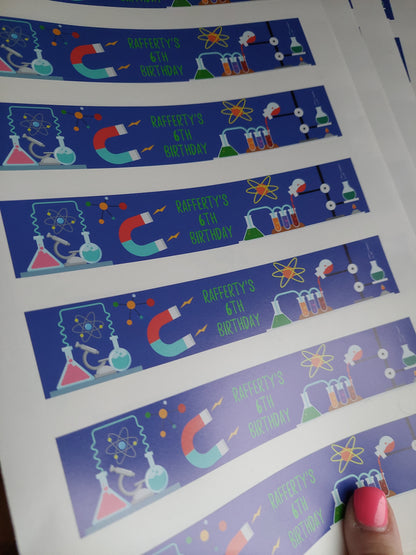 Juice Bottle Labels | Science Party Labels | Water Bottle Stickers | Science Party | Party Stickers
