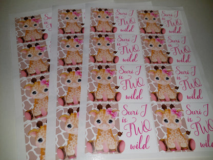 Rectangle Stickers | Party Stickers | Giraffe Party Stickers | Party Bag Stickers