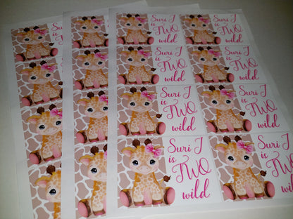 Rectangle Stickers | Party Stickers | Giraffe Party Stickers | Party Bag Stickers