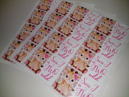 Rectangle Stickers | Party Stickers | Giraffe Party Stickers | Party Bag Stickers