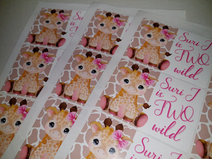 Rectangle Stickers | Party Stickers | Giraffe Party Stickers | Party Bag Stickers