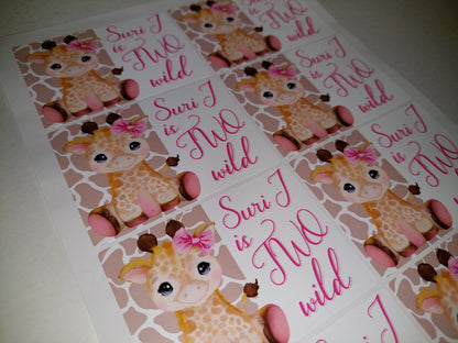 Rectangle Stickers | Party Stickers | Giraffe Party Stickers | Party Bag Stickers