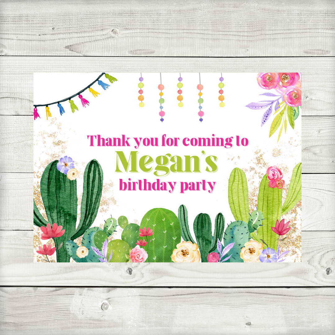 Rectangle Stickers | Party Stickers | Cactus Fiesta Party Stickers | Party Bag Stickers