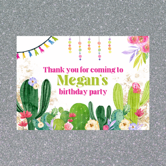 Rectangle Stickers | Party Stickers | Cactus Fiesta Party Stickers | Party Bag Stickers