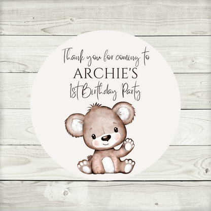 Brown Beige Neutral Teddy Bear Baby Shower, 1st Birthday Stickers | Sticker Sheet | Baby Shower, 1st Birthday Party Stickers