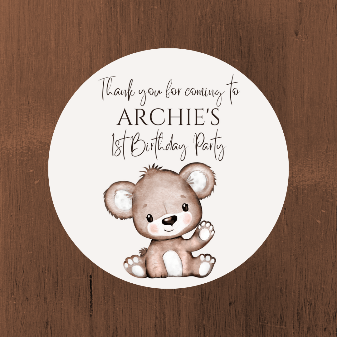 Brown Beige Neutral Teddy Bear Baby Shower, 1st Birthday Stickers | Sticker Sheet | Baby Shower, 1st Birthday Party Stickers