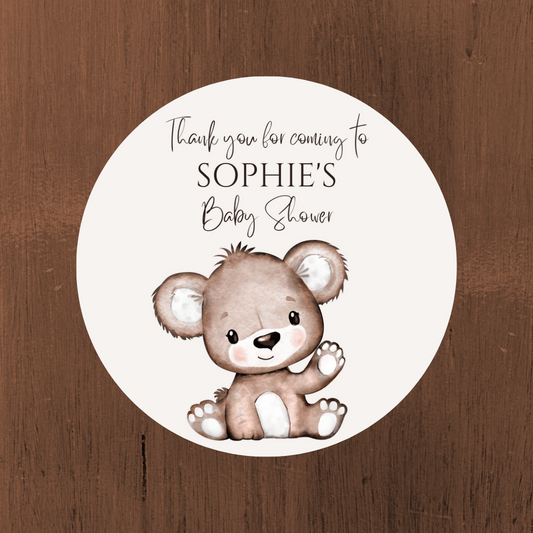 Brown Beige Neutral Teddy Bear Baby Shower, 1st Birthday Stickers | Sticker Sheet | Baby Shower, 1st Birthday Party Stickers