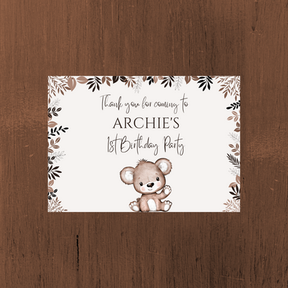 Rectangle Stickers | Party Stickers | Brown Beige Neutral Teddy Bear Baby Shower, Birthday Stickers | Party Bag Stickers