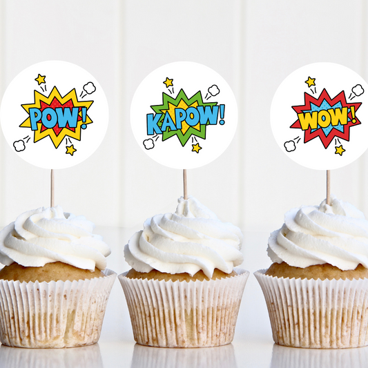 Superhero Theme Cupcake Toppers | Superhero Theme Birthday | Party Decorations