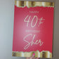 Red & Gold Welcome Board Sign | Personalised Birthday Board | Birthday Party Sign | A4, A3, A2
