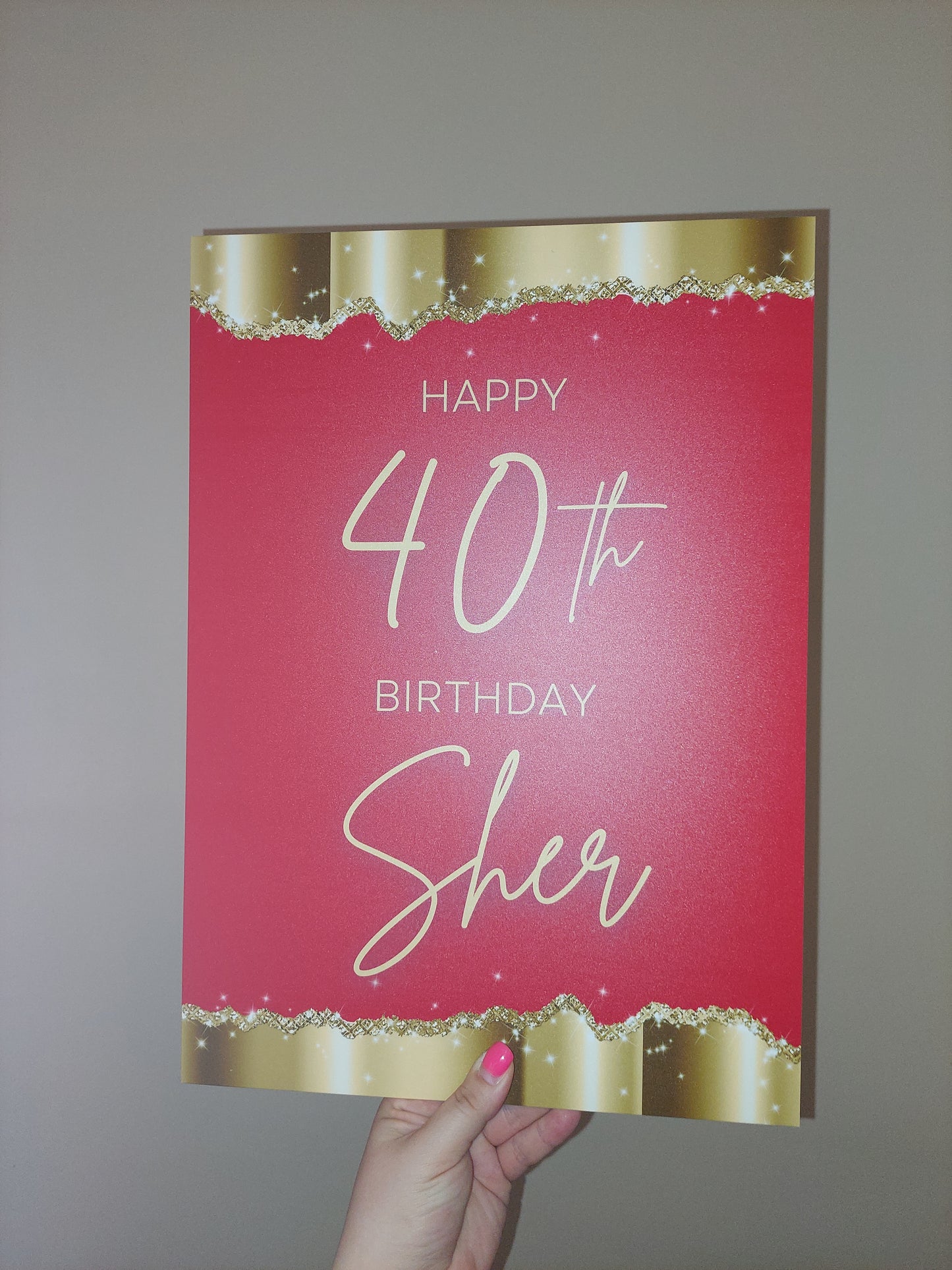 Red & Gold Welcome Board Sign | Personalised Birthday Board | Birthday Party Sign | A4, A3, A2