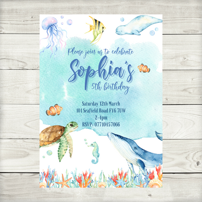 Under The Sea Party Invitations | A6 Invites | Under The Sea Theme Invitations | Party Invitations