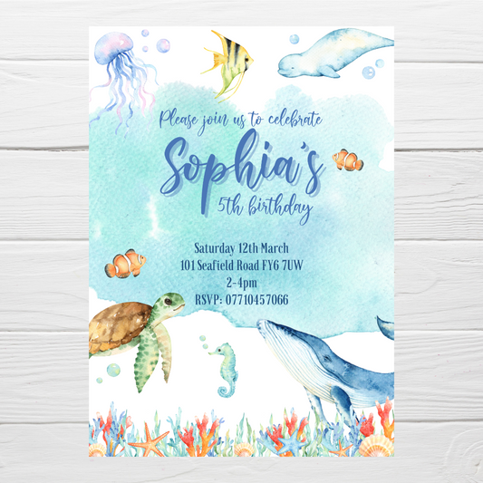 Under The Sea Party Invitations | A6 Invites | Under The Sea Theme Invitations | Party Invitations