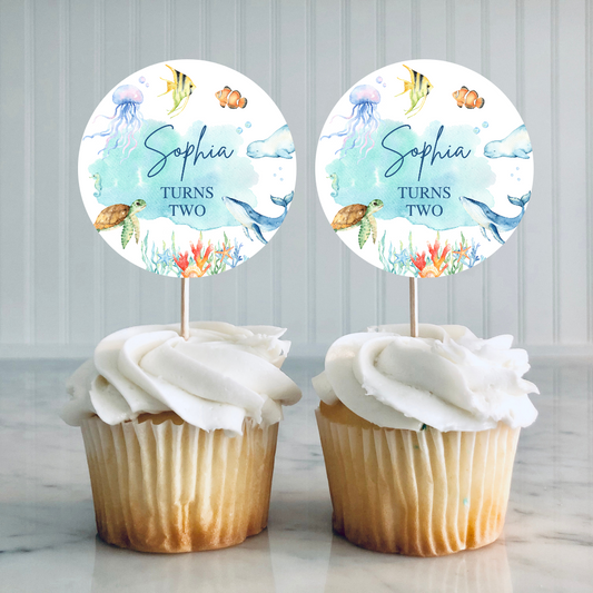 Under The Sea Cupcake Toppers | Birthday Cupcake Toppers | Party Decorations