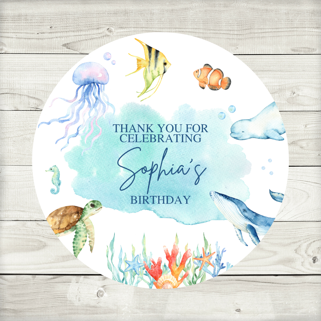 Under The Sea Party Stickers | Circle Stickers | Sticker Sheet | Party Stickers | Under The Sea Party Theme
