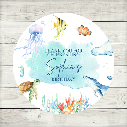 Under The Sea Party Stickers | Circle Stickers | Sticker Sheet | Party Stickers | Under The Sea Party Theme
