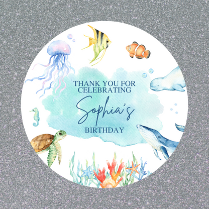 Under The Sea Party Stickers | Circle Stickers | Sticker Sheet | Party Stickers | Under The Sea Party Theme
