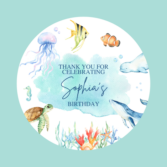 Under The Sea Party Stickers | Circle Stickers | Sticker Sheet | Party Stickers | Under The Sea Party Theme