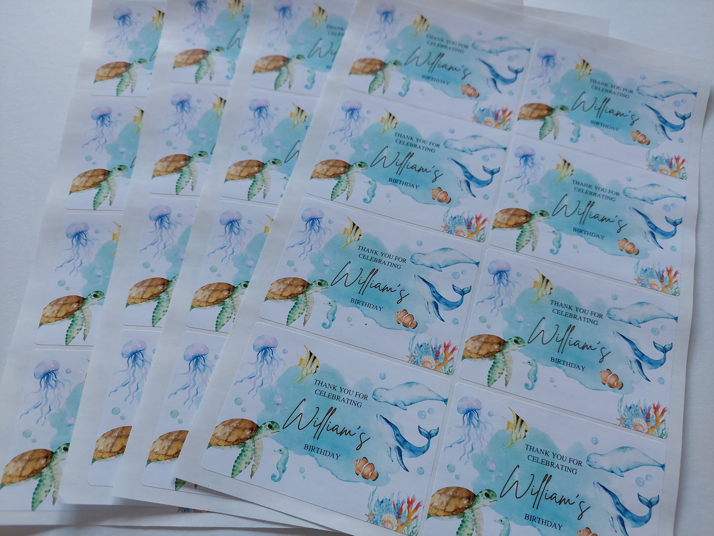 Rectangle Stickers | Party Stickers | Under The Sea Party Stickers | Party Bag Stickers