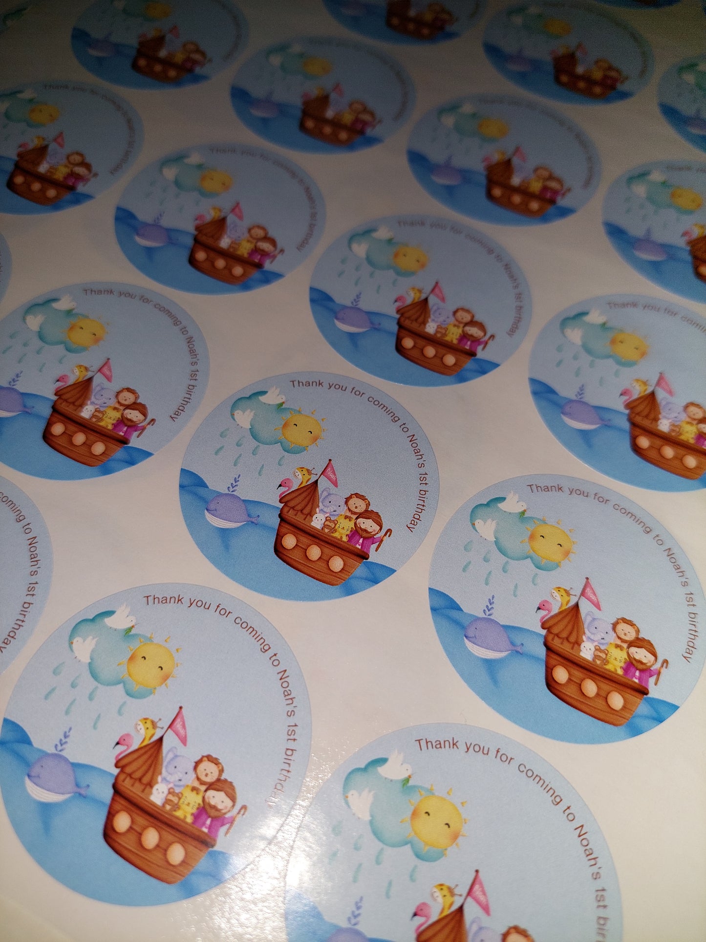 Noah's Ark Party Stickers | Circle Stickers | Sticker Sheet | Party Stickers | (Design 1)