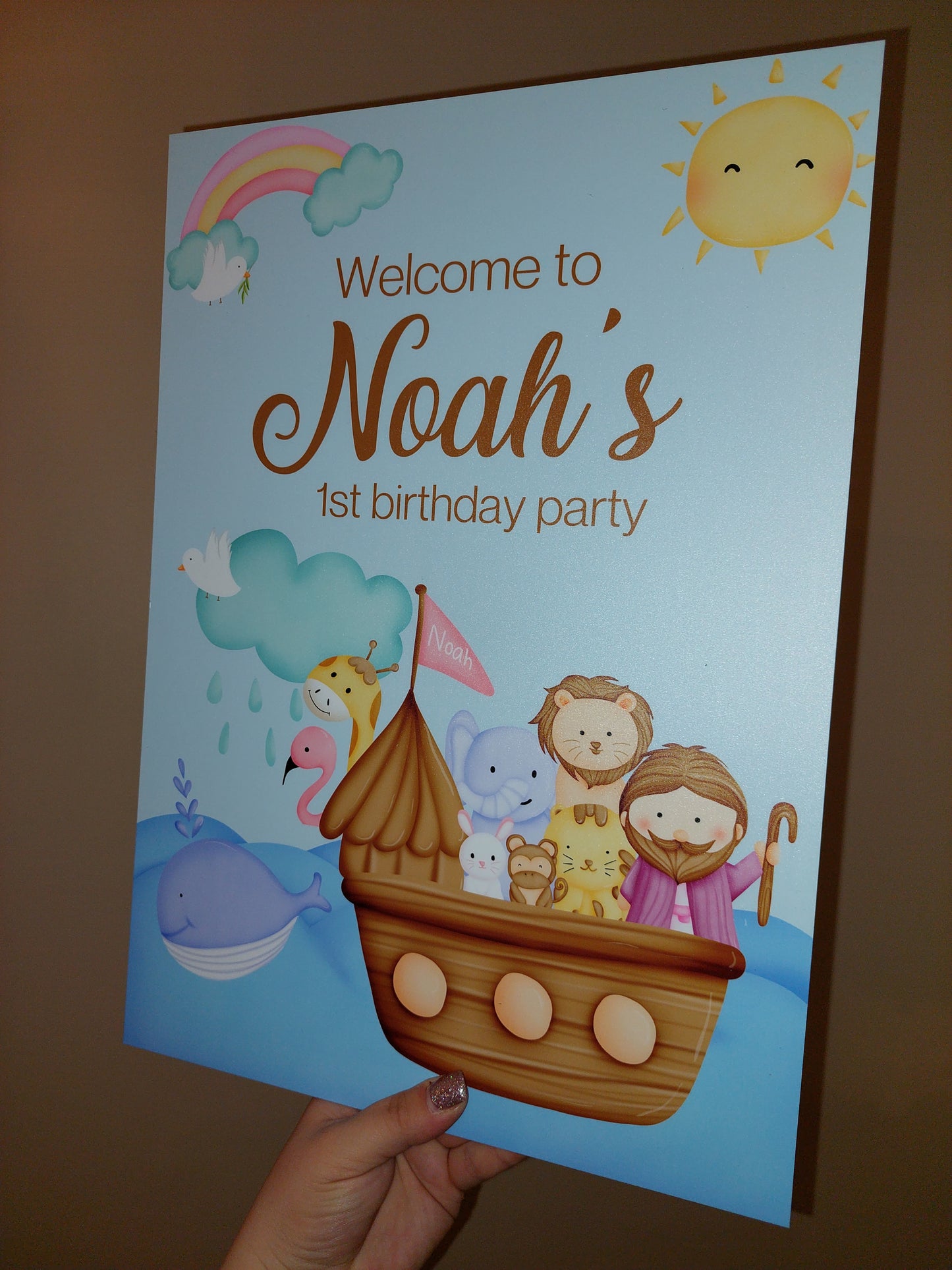 Noah's Ark Theme Welcome Board Sign | Personalised Birthday Board | Birthday Party Sign | A4, A3, A2