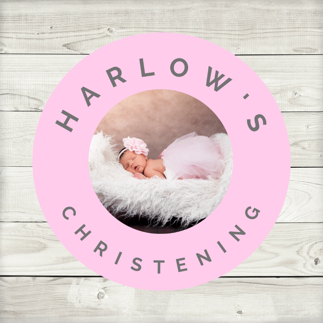 Pink Personalised Photo Stickers | Various Sizes | Christening, Birthday, Party Stickers | Event Stickers