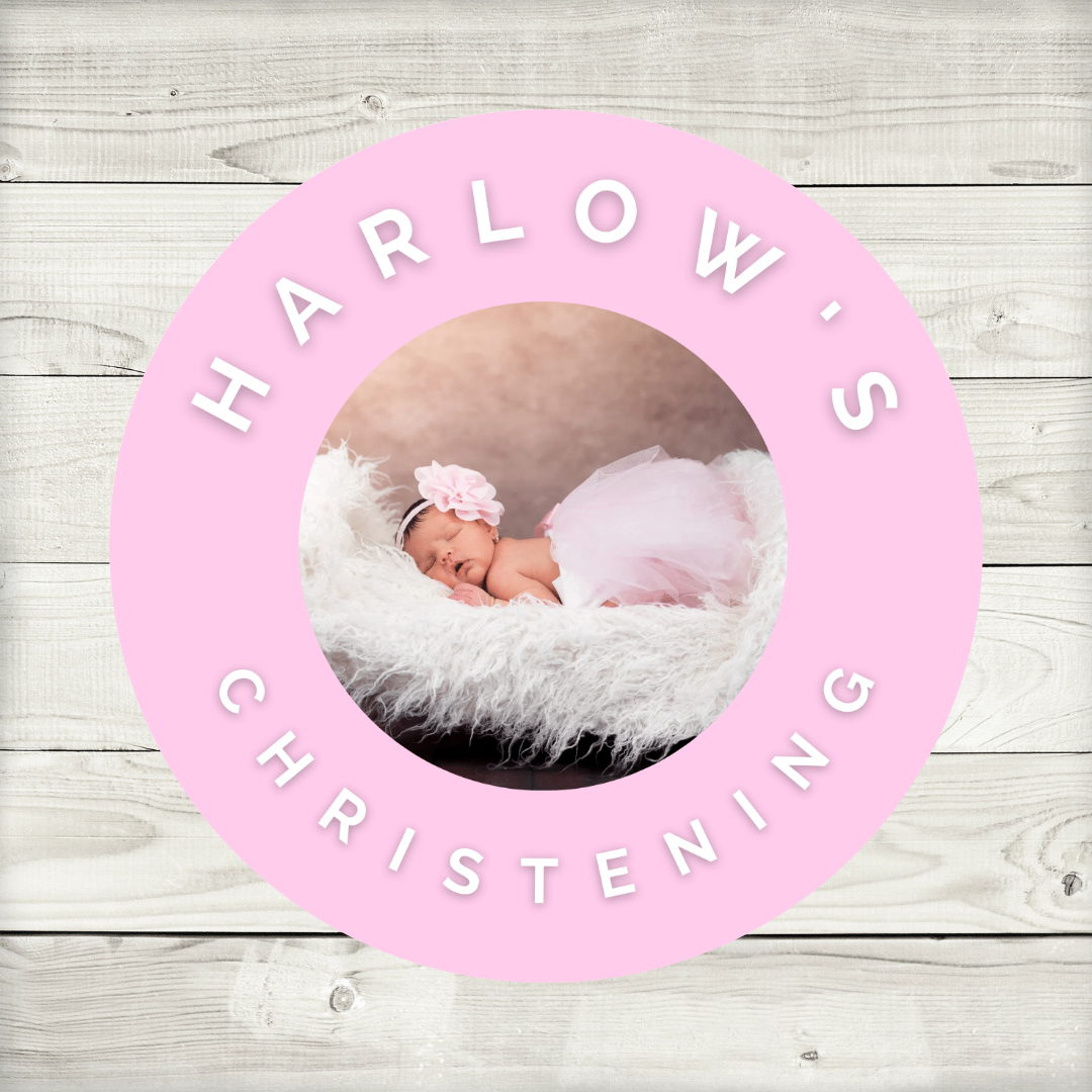 Pink Personalised Photo Stickers | Various Sizes | Christening, Birthday, Party Stickers | Event Stickers