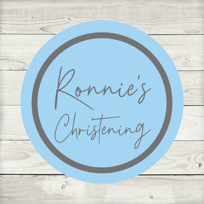 Blue Personalised Christening Stickers | Various Sizes | Event Birthday Party Stickers