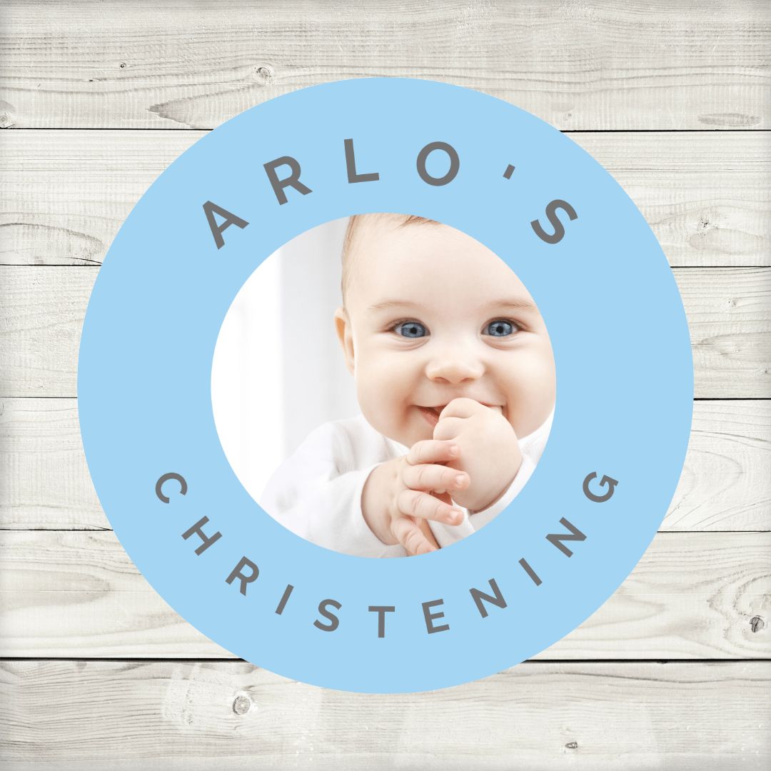 Blue Personalised Photo Stickers | Various Sizes | Party Stickers | Event Stickers