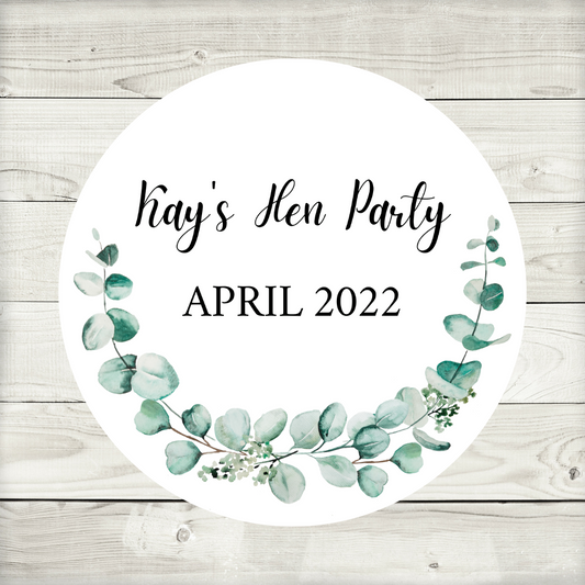 Green Leaf, Greenery, Eucalyptus Stickers | Hen Party, Birthday, Engagement, Wedding, Christening Stickers | Various Sizes (Design 2)