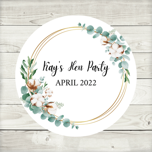 Green Leaf, Greenery, Eucalyptus Stickers | Hen Party, Birthday, Engagement, Wedding, Christening Stickers | Various Sizes (Design 5)