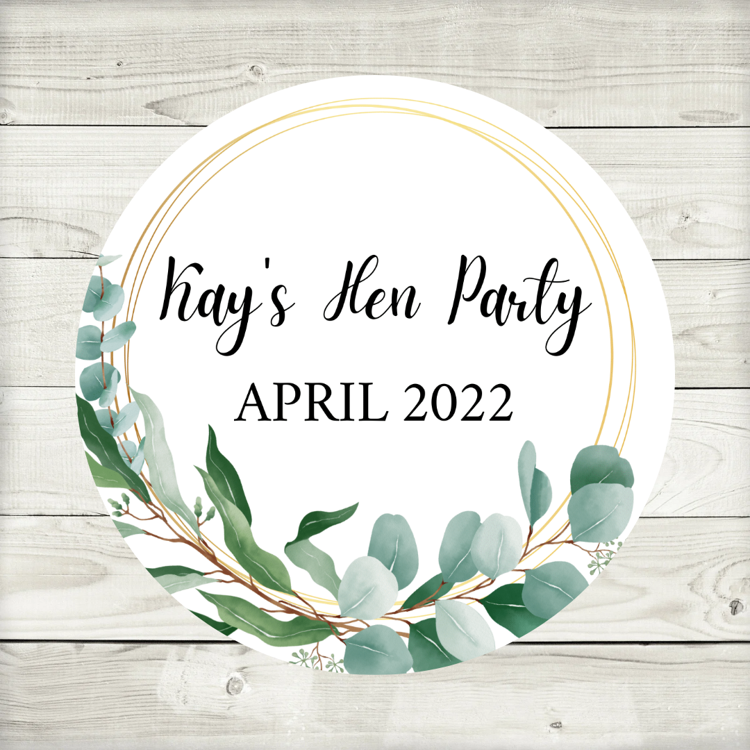Green Leaf, Greenery, Eucalyptus Stickers | Hen Party, Birthday, Engagement, Wedding, Christening Stickers | Various Sizes (Design 3)