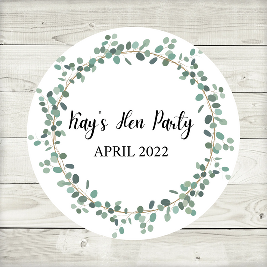 Green Leaf, Greenery, Eucalyptus Stickers | Hen Party, Birthday, Engagement, Wedding, Christening Stickers | Various Sizes (Design 4)