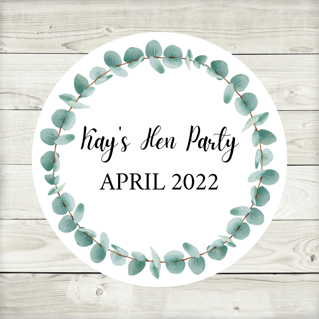 Green Leaf, Greenery, Eucalyptus Stickers | Hen Party, Birthday, Engagement, Wedding, Christening Stickers | Various Sizes (Design 1)
