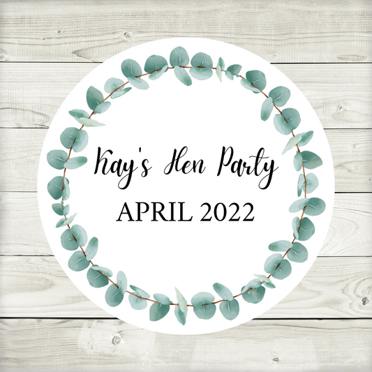 Green Leaf, Greenery, Eucalyptus Stickers | Hen Party, Birthday, Engagement, Wedding, Christening Stickers | Various Sizes (Design 1)