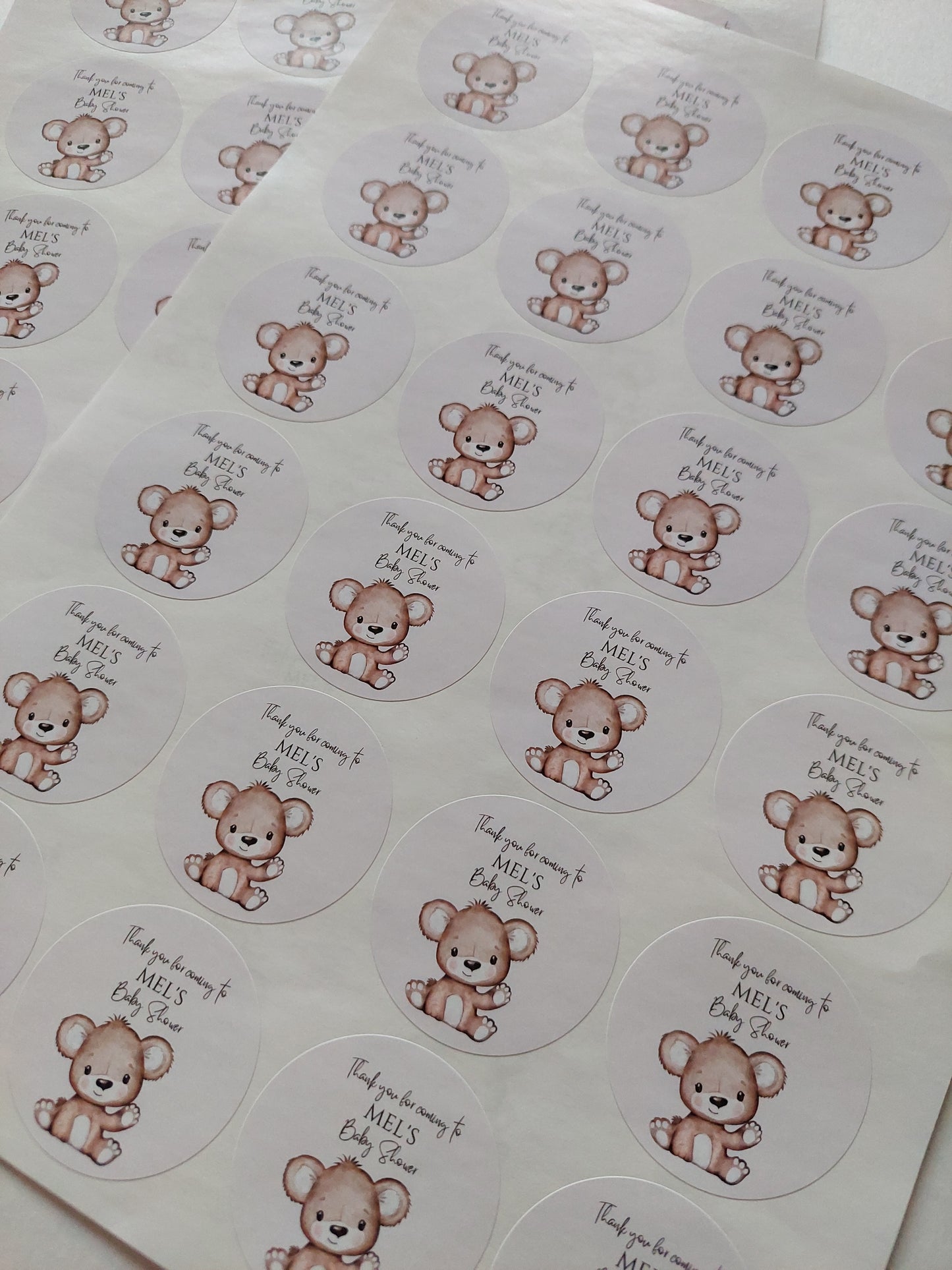 Brown Beige Neutral Teddy Bear Baby Shower, 1st Birthday Stickers | Sticker Sheet | Baby Shower, 1st Birthday Party Stickers