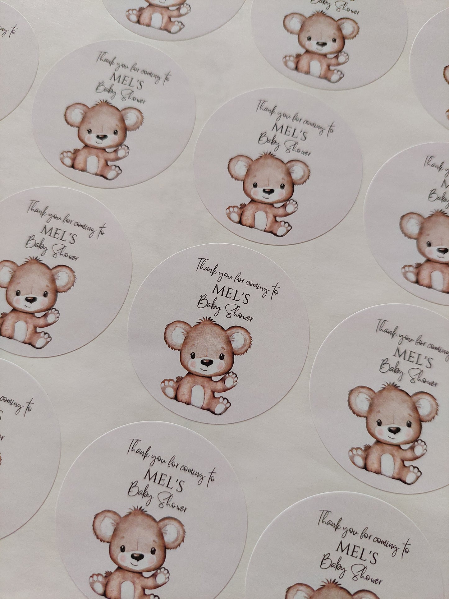 Brown Beige Neutral Teddy Bear Baby Shower, 1st Birthday Stickers | Sticker Sheet | Baby Shower, 1st Birthday Party Stickers