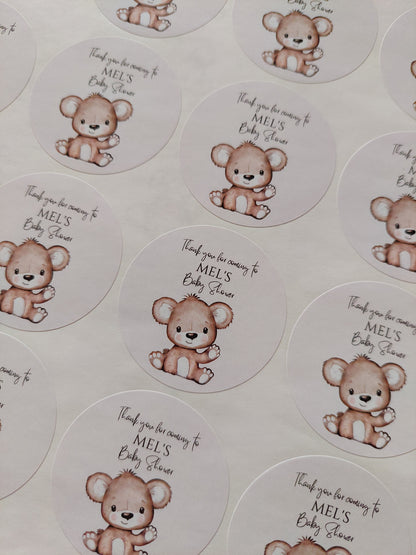 Brown Beige Neutral Teddy Bear Baby Shower, 1st Birthday Stickers | Sticker Sheet | Baby Shower, 1st Birthday Party Stickers
