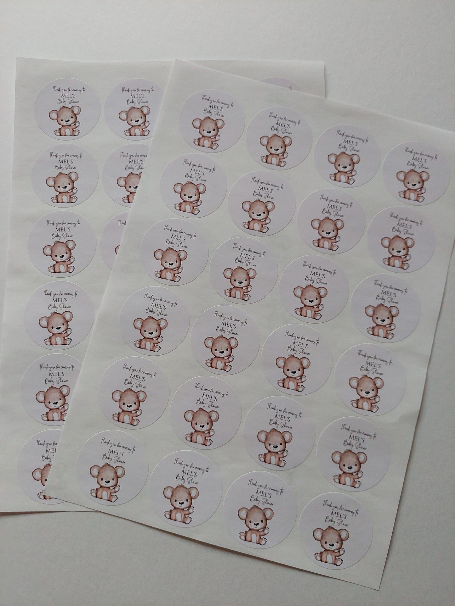 Brown Beige Neutral Teddy Bear Baby Shower, 1st Birthday Stickers | Sticker Sheet | Baby Shower, 1st Birthday Party Stickers